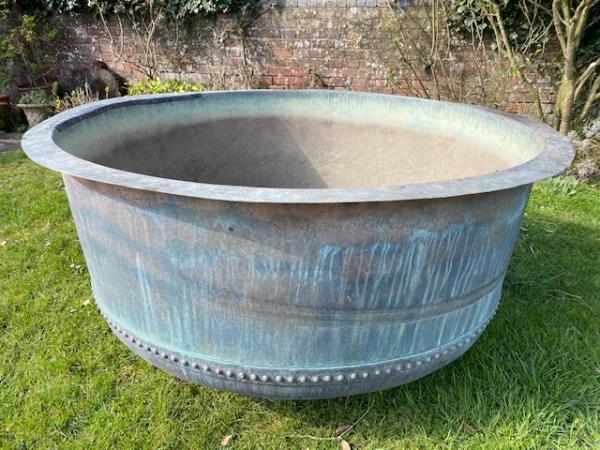 Riveted, Smaller Copper Cheese Vat Green (Stk.no4087)
