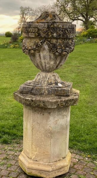 Late 18th Century French Solid Stone Urn on Pedestal (Stk No.4103)