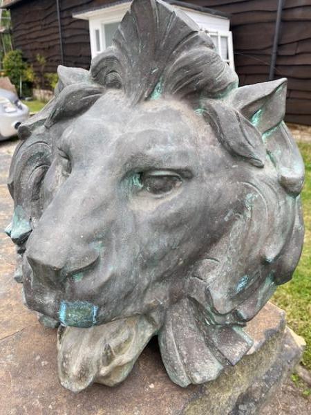 Large Bronze Lion Head Water Spout (Stk No. 4127)