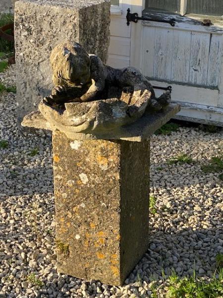 19th Century Composite Stone Figure Bird Bath (Stk No.4132)