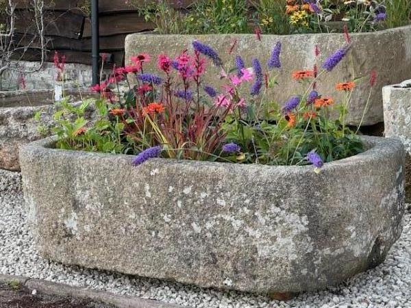 Large, Double D Ended, Devon Stone Trough (Stk No.4149)