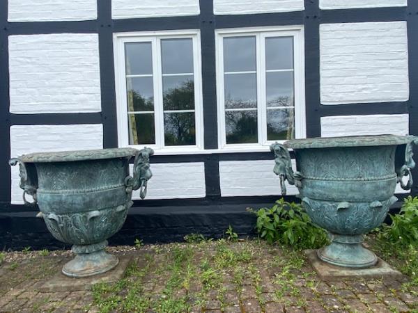 RESERVED Pair of Huge Bronze Urns - Leonardo Rossi  (Stk No.4173)